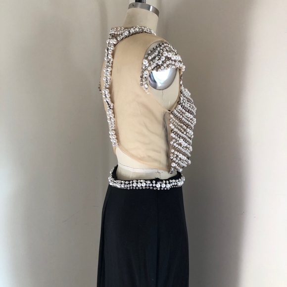 Beaded and Pearl Prom 2piece Dress - Picture 9 of 11